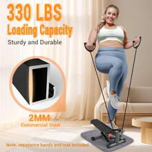 Steppers For Exercise At Home,Adjustable Height Mini Stepper With Resistance Bands,Stair Stepper With 330lbs Loading Capacity,Twist Stepper Portable Exercise Equipment For Full Body Workout - Black - View 6