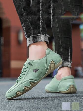 LDECK Women's Color Matching Simple Stitching Mark Elegant Sports Personalized Fashion Round Toe Flat Lace-Up Rubber Sole Casual Shoes Casual Outdoor Mountaineering Vacation Spring Summer Fall Winter Women PU Leather Women's Hiking Shoes Women's Sneakers Pink Light Green Sky Blue