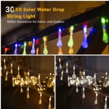 1 Pack Water Drop Solar String Light, 7/12m,50/100LEDS, 8 Lighting Modes, IP65 Waterproof Outdoor Garden Light For Wedding, Party,Holiday Decoration - Warm White/Multi-Color/White - Multicolor - View 9