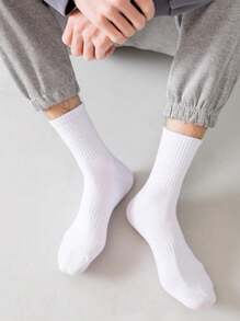 Sports Outdoor 10pairs/Pack Unisex Solid Color Mid-Calf Compression Socks For Outdoor Sports And Travel