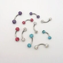 1 Miếng Màu tím Opal Cong Barbell Nhẫn lông mày , Thép y tế , Không giới tính , 3MM Trái bóng - Màu tím  Violet - Xem 3