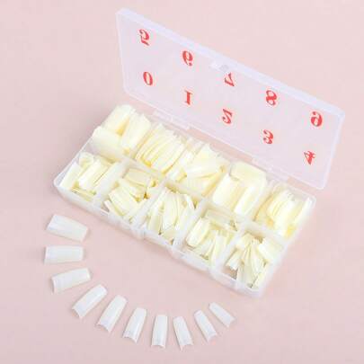 500pcs/Box French Nail Tips Full Cover Nails Tips Acrylic Transparent Nail Capsules French Manicure False Nail For Salon And Home DIY Extension Tools Women Girls Nails Supplies