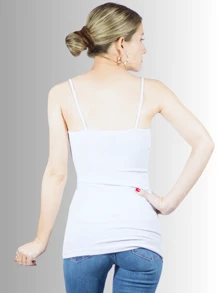 2 PIEZAS/ SET DE BLUSA DE MUJER DE TIRANTE STRETCH BASICOS DE USO EXTERIOR O INTERIOR - Blanco - View 3