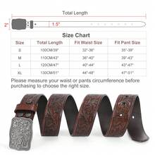 1件男/女咖啡色西部花卉雕刻皮帶，復古壓花款式，適用於日常波西米亞風格裝扮的牛仔和牛女 - 咖色 - 查看 5