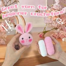 2 Piezas/set Kit De Material De Crochet Amigurumi Para Muñeco De Felpa De Conejo Diy, Incluye Juego Completo De Materiales, Tutorial De Video Paso A Paso En Inglés, Instrucciones En Inglés, Gancho De Crochet, Alfileres Marcadores, Aguja De Coser, Etc. (colores Aleatorios Para Accesorios De Herramientas) - Multicolor - Ver 3