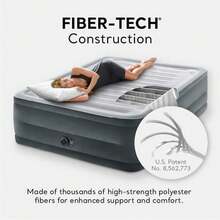 Dura-Beam Deluxe Comfort-Plush Luxury Air Mattress: Fiber-Tech Construction – Built-In Electric Pump – Dual-Layer Comfort Top – Velvety Sleeping Surface – Carry Bag Included - 灰色 - 查看 2