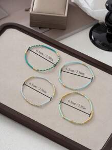 4入組設計時尚的手工珠鏈彈性腳鍊,適用於女性海灘度假用的腳飾 - 彩色 - 查看 5