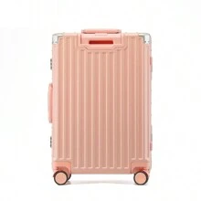 Stylish Aluminum Frame Luggage Suitcase, Thick , High Capacity, Password Lock, Travel Trolley Bag For School School Accessories School Stuff - Baby Pink - View 3