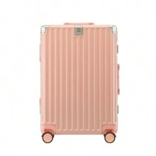 Stylish Aluminum Frame Luggage Suitcase, Thick , High Capacity, Password Lock, Travel Trolley Bag For School School Accessories School Stuff - Baby Pink - View 2