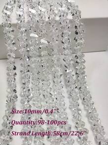 1串&10串 三角形玻璃珠/玻璃水晶刻面珠，適用於珠寶製作/DIY散珠/婚禮裝飾 - 無色 - 查看 10
