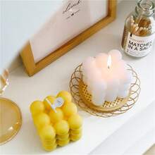 4 件装蜡烛硅胶模具 DIY 石膏树脂粘土硅胶模具 - 白色 - 查看 4