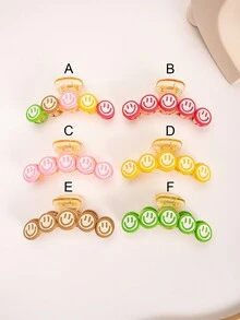 1 Miếng Cô gái Đầy màu sắc Mặt Diễn đạt Móng vuốt tóc , Dễ thương & Sành điệu Dopamine Màu sắc Kẹp , Thích hợp Đối với Sử dụng hàng ngày Hoặc Buổi tiệc - Nhiều màu - Xem 1