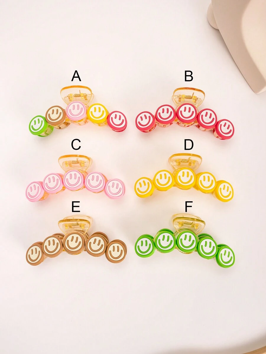 1 Miếng Cô gái Đầy màu sắc Mặt Diễn đạt Móng vuốt tóc , Dễ thương & Sành điệu Dopamine Màu sắc Kẹp , Thích hợp Đối với Sử dụng hàng ngày Hoặc Buổi tiệc - Nhiều màu - Xem 1