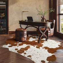 1pc Premium Faux Cow Hide Rug Cowhide Area Rug, 4.6 X 5.2ft Animal Print Fur Rug Suitable For Bedroom Living Room, Western Decor Carpets For Dining Room Office, Animal Skin Area Rug - Khaki - View 3