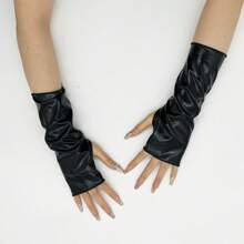 1 Pair Sexy Coated Leather Reflective Tight Bondage Gloves, Suitable For Stage Performance, Party, Couple Play, Etc. - A - View 13