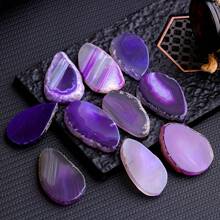 1pc/3pcs/5pcs/7pcs/10pcs Synthetic Crystals Asymmetrical Polished Purple Agate Slices For Home Decoration And Jewelry Making