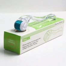 Dermaroller Transparente Verde para cuidado facial de piel con agujas para uso en barba, cabelludo, microneedling con MTS y mesoterapia. Herramientas de cuidado de piel con rodillos de microagujas con estuche. - transparente - Ver 14