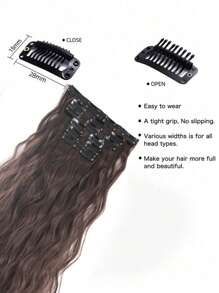 22-inch Màu kem Quăn Kẹp-on   Nối tóc Nhiều màu 16 Kẹp Tóc giả - màu nâu - Xem 7