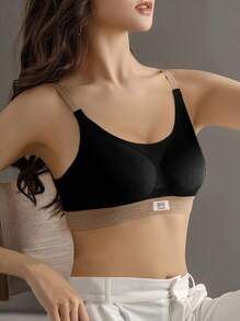 1pc Wireless, Traceless, Beauty Back, Push Up And Anti-Sagging Underwear Bra For Women, Suitable For Sleep And Sports, Lingerie - Black - View 6