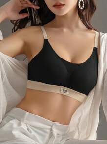 1pc Wireless, Traceless, Beauty Back, Push Up And Anti-Sagging Underwear Bra For Women, Suitable For Sleep And Sports, Lingerie - Black - View 4