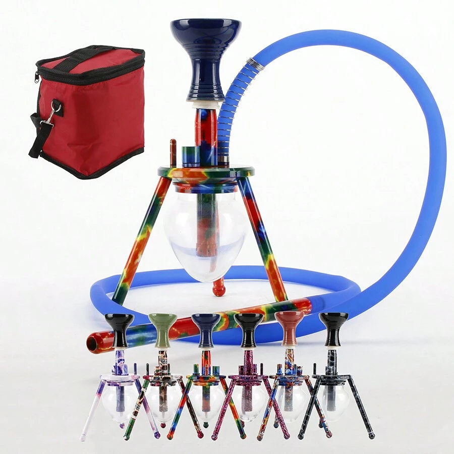 1PC Hookah Set, Spider Tripod With Knapsack Hookah, Spring, Tongs,  Silicone Hose - 11.81 Inch Aluminum Medium Hookah - Pink - View 1