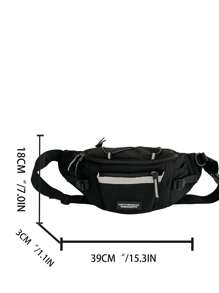 男士休閒斜背包，男士運動腰包，小型肩背包，肩袋，潮流胸袋男女潮流INS廢物工安裝風街頭日本騎行坦率肩膀Boilet運動腰背包小便口袋斜背包肩包腰包 - 黑色 - 查看 4