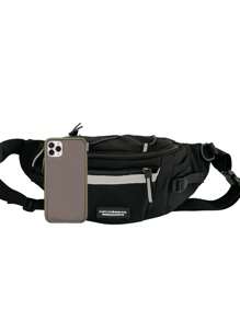 男士休閒斜背包，男士運動腰包，小型肩背包，肩袋，潮流胸袋男女潮流INS廢物工安裝風街頭日本騎行坦率肩膀Boilet運動腰背包小便口袋斜背包肩包腰包 - 黑色 - 查看 3