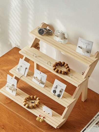 1 peça de suporte de madeira para exibição de joias de mesa para pulseiras, brincos, anéis e bonecas, colecionador, viagem, legal, volta às aulas