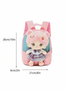 Cute Cartoon Style Plush Casual Backpack, Suitable For Girls' Daily Commute, Travel, And As Birthday/Back-To-School Gift In Spring Festival - Pink - View 2