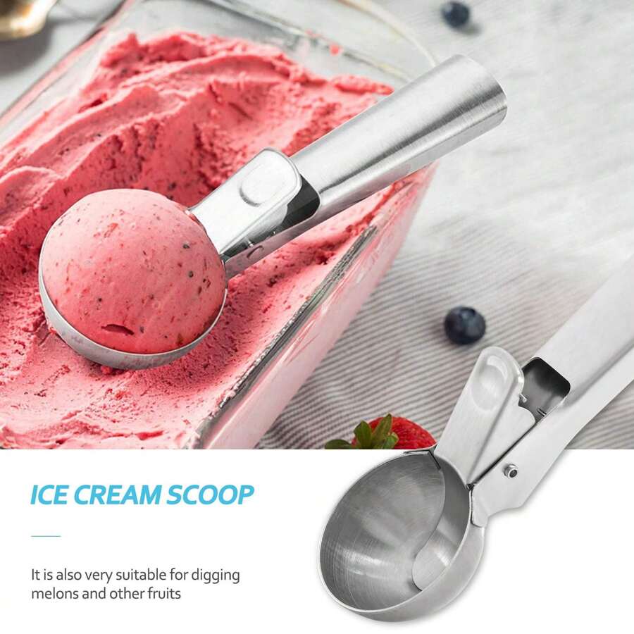 Stainless Steel Ice Cream Scoop, Easy To Trigger Release, Ice Cream Scoop With Comfortable