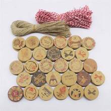 100pcs+100strings 3cm Round Kraft Paper Printed Gift Tags With Strings For Handmade, Wedding, Baking - Kraft Paper Round 3cm Label - View 3