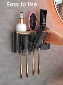 J'ai des porte-brosses à dents et des accessoires de salle de bain avec distributeur de dentifrice, 2 tasses porte-brosse à dents montées au mur, décoration de salle de bain, décoration d'automne, retour à l'école