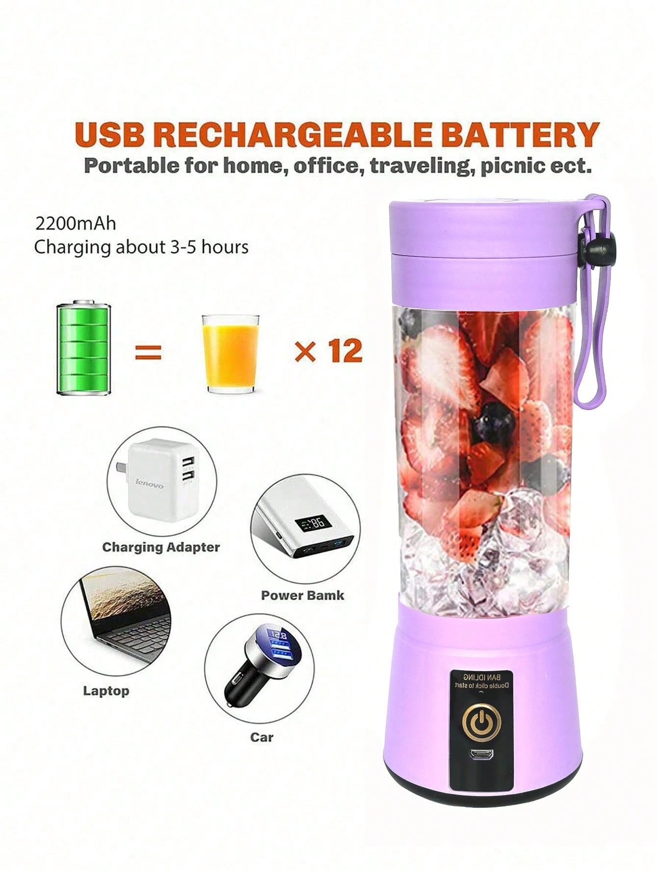 1pc Portable Blender Personal Blender For Shakes And Smoothies Usb 1pc Portable Blender Personal Blender For Shakes And Smoothies Usb