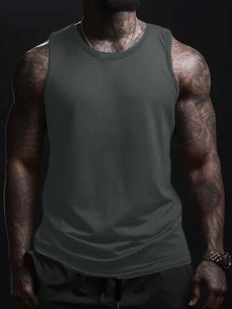 Boyfriend Style Men Quick Dry Loose Sports Tank Top For Marathon Running, Basketball Training