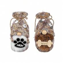 1pc 2024 新品四季毛绒公仔, 五月婚礼装饰, 宠物狗鲁道夫无脸公仔, 可爱狗毛绒公仔, 桌面展示装饰, 针织心形帽毛绒公仔, 美国无脸公仔咖啡杯, 节日装饰, 鲁道夫木制标志毛绒公仔, 针织帽海星无脸公仔, 圣诞节节日装饰, 心形毛绒公仔杯 - 白鬍子款DOG公仔 - 查看 5