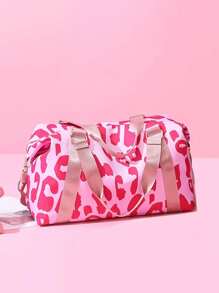 豹紋雙柄旅行袋-運動、健身和旅遊的理想之選，具有濕/乾分隔功能 - 粉色 - 查看 2
