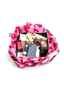 豹紋雙柄旅行袋-運動、健身和旅遊的理想之選，具有濕/乾分隔功能 - 粉色 - 查看 3