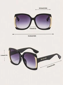 1pc Ladies' Oversized Square Frame Fashion Glasses For Y2k Style & Festival Decor Shades Beach Accessories Beach Accessories For Women Glasses Shades Basics Fall Winter Women Outfits Clothes Business Casual Gifts For Summer Beach Vacation,Outdoor,Travel - Black - View 4