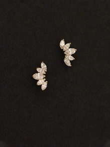 BALMORA 1 Pair Of Minimalist Exquisite S925 Sterling Silver Flower Cubic Zirconia Earring Wing Earrings For Women Mother's Day Gift Valentines
