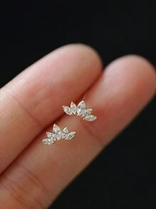 BALMORA 1 Pair Of Minimalist Exquisite S925 Sterling Silver Flower Cubic Zirconia Earring Wing Earrings For Women Mother's Day Gift Valentines