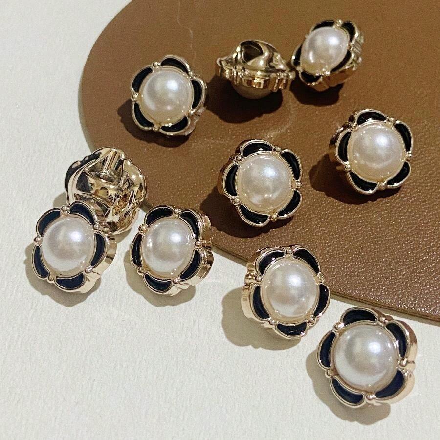 6 件仿珍珠花，带滴油效果和彩色混合，带脚扣，适合 DIY 服装装饰 - 花朵 - 查看 1