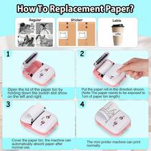 Mini Pocket Printer, Smart Pocket Thermal Printer, Portable Sticker Printer, For Journal/Diy Scrapbook/Travel/Note/Checklist/Label/Memo, Children's Ticket Printer, Compatible With Ios And Android - C9 Mini Printer White Powder - View 8