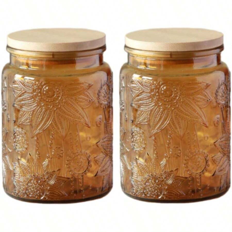 23.7 FL OZ Blue Glass Jars, 2 Pack Vintage Glass Kitchen Storage Counter Jar, Candy Jars With Lids, Blue Mason Jars Hold Coffee Beans, Tea, Cookie, Sugar, Bath Salts & More - 黃色 - 查看 1