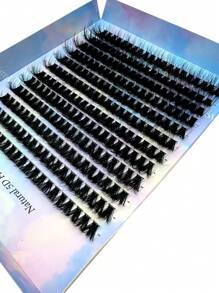 12 rânduri de gene false 5D Fluffy CC Curl 80D groase, culoare nurcă, amestec de gene, lungime 10-20 mm, efect 3D, gene individuale tip cluster pentru extensii de gene DIY, clustere de gene, gene individuale, gene, gene false - CC - Vizualizare 5