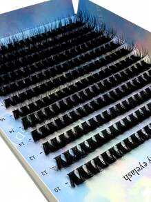 12 rânduri de gene false 5D Fluffy CC Curl 80D groase, culoare nurcă, amestec de gene, lungime 10-20 mm, efect 3D, gene individuale tip cluster pentru extensii de gene DIY, clustere de gene, gene individuale, gene, gene false - CC - Vizualizare 2