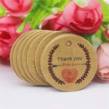 100pcs+100strings 3cm Round Kraft Paper Printed Gift Tags With Strings For Handmade, Wedding, Baking - Kraft Paper Round 3cm Label - View 51