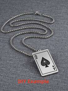 1pc Stainless Steel Lucky Poker Charm For Diy Keychain, Necklace, Bracelet Making - Fashion Series - View 3