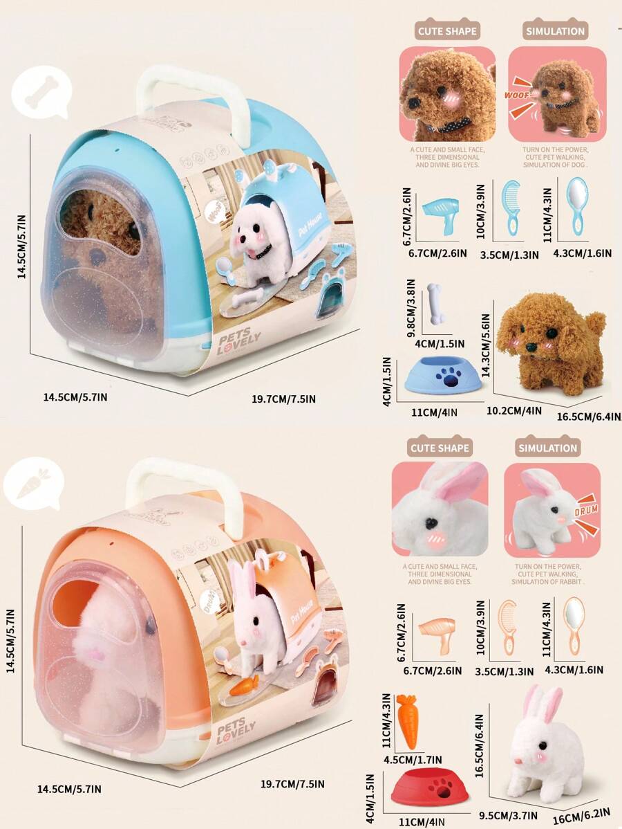 毛绒玩偶互动电子宠物狗/兔子 - 散步、吠叫、摇尾巴、儿童和幼儿伴侣玩偶 家居装饰、玩具、儿童玩具、儿童玩具 - 彩色 - 查看 1