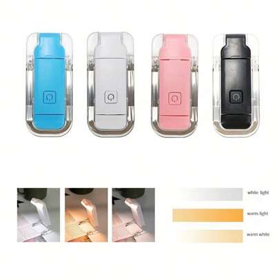 1pc USB Rechargeable Reading Light With Memory Function - LED Eye Care Clip On Book Light For Reading In Bed,Portable And Rotatable Bookmark Light ,3 Colors & 5 Brightness Perfect For Bookworms Kids, Bed