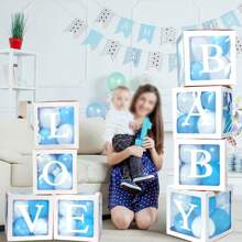 1pc Transparent Balloon Box With Letters (A-Z) For Baby Shower Gender Reveal, Diy Personalized Name Graduation Birthday Party Bride Wedding Anniversary Backdrop Decoration (White)
